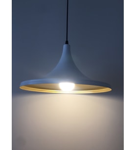 MYLİGHTS   RETRO BEYAZ İÇİ SARI METAL SARKIT AVİZE RUSTİK  AVİZE 36 CM (Siyah)