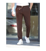 Slim Fit Likralı Jogger Pantolon (Kahverengi)