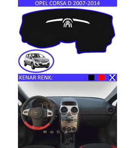 Opel Corsa D 2007-2014 Için Uygun Torpido Koruma Halısı Siyah Kenar Renk Mavi