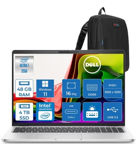 Dell Pro 16 Intel Core Ultra 7 255U 5.2ghz 48GB Ddr5 4tb SSD Windows 11 Pro Intel® Aı Boost 16 Inç IPS Fullhd+ (1920X1200) Taşınabilir Bilgisayar PC16250BTO107P25 + Zetta Çanta