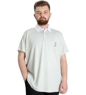Mode XL Büyük Beden Erkek T-shirt Polo Yaka Çizgili KAGI 23340 Yeşil