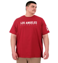Mode XL Büyük Beden Erkek Baskılı T-Shirt Los Angeles U25031 Bordo