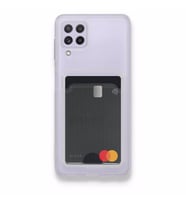SAMSUNG GALAXY A22 ile UYUMLU ŞEFFAF KARTLIKLI KARTVİZİTLİ TELEFON KILIFI CARDCASE