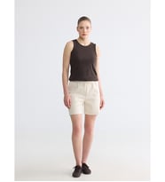 LCW Comfort Bej Beli Lastikli Soft Touch Kadın Şort