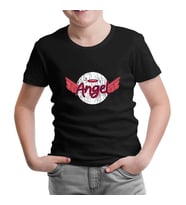 Angel Writing with a Halo and Wings Siyah Çocuk Tshirt