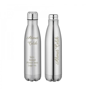 Wings Stainless Steel İsme Özel Çelik Termos 500ml.  304 Paslanmaz Çelik - Kaydırmaz Taban - Kilitli Bardak Kapak - Hava Çıkışlı - Sızdırmaz - Tuşlu Kolay Kullanım (Karışık)