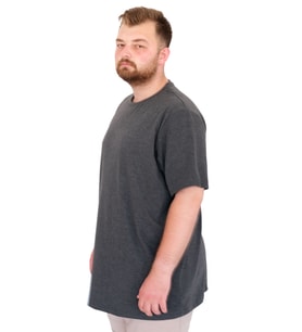Mode XL Büyük Beden Erkek T-Shirt Bisiklet Yaka U25035 Antrasit
