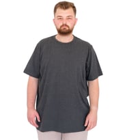 Mode XL Büyük Beden Erkek T-Shirt Bisiklet Yaka U25035 Antrasit