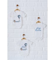 Pia Baby Premium %100 Pamuk İsme Özel Organik Baskılı Üçlü Set Çıtçıtlı Bebek Body Zıbın Modelleri 5005-18 (Ekru)