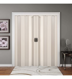 Faran Dekorasyon 260 x 215 Beyaz Renk Camsız Çift Açılım Pvc Akordiyon Katlanır Kapı FRNAKMODEL-258