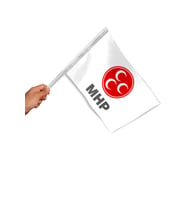 Sopalı MHP Parti Bayrağı (100 Adet) 1. Kalite Raşel Kumaş 30x45 cm