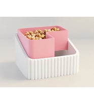 3D Baskı Fıstık Kasesi - Çift Hazneli Kabuk Ayırıcı Sunum Kasesi - Beyaz Pembe