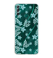 PrintiFy Huawei Y6P Uyumlu Kamera Korumalı Floral Su Yeşili Tasarımlı Şeffaf Silikon Kılıf