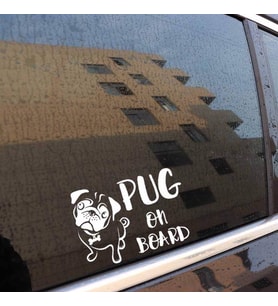 Pug On Board Arabada Pug Cinsi Köpek Koruması Beyaz md2