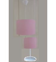 Pembe Kumaş Kaplama 2,li Set Yatak Odası Çocuk Odası Genç Ve Bebek Odası Avize Ve Abajur Seti Aydınlatma (Y.Pembe)