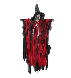 Halloween Askılı Kurukafa Kırmızı Elbiseli Sesli Dekor Süs