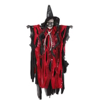 Halloween Askılı Kurukafa Kırmızı Elbiseli Sesli Dekor Süs
