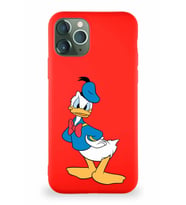 Apple iPhone 11 Pro Soft Premier Kapak Donald Duck-D Tasarımlı Silikon Kılıf - Kırmızı (Şeffaf)