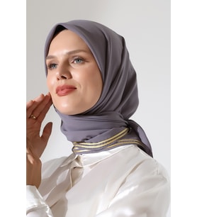 Tesettür Biyeli Bürümcük Düz Şifon Eşarp - Gri