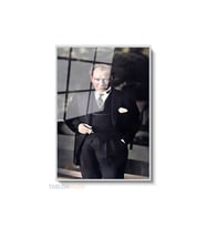 Dikey Çerçeveli Cam Ataturk Klasik Renkli Modern Ev Dekoru Duvar Sanatı Ev Ofis Tablosu (Gümüş)