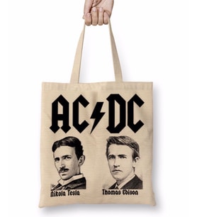Ac Dc Tesla Ve Edison Bez Çanta Uzun Saplı