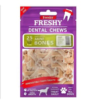 Freshy Dental Chews Natural Mini Bones Sığır Etli Köpek Ödül Kemiği 25 Adet (STD)
