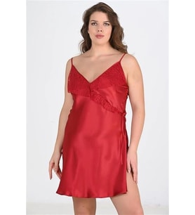 Arias Closet Büyük Beden Bordo Gecelik 2107