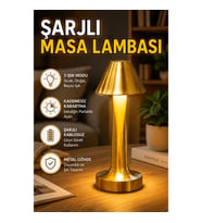 Şarjlı LED Masa Lambası 3 Işık Modlu Kademesiz Dim Metal Gövdeli