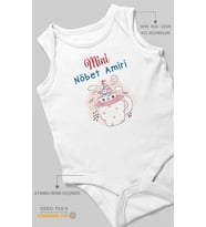 Mini Nöbet Amiri Baskılı Bebek Zıbını – Çıtçıtlı Body  %100 Pamuk Sıfır Kol (Beyaz)
