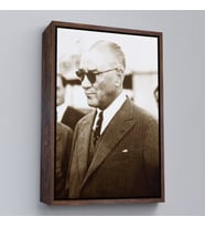 Çerçeveli Atatürk Portre Tablosu Mustafa Kemal Atatürk Dikdörtgen Dekoratif Kanvas Tablo (Beyaz)