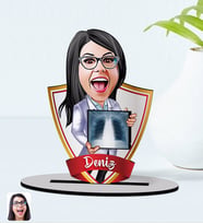 BK Gift Kişiye Özel İsimli Kadın Radyolojist Karikatürlü Ahşap Biblo Model-1