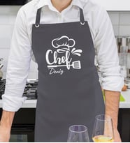 BK Gift Kişiye Özel İsimli Chef Tasarımlı Profesyonel Antrasit Mutfak Önlüğü, Aşçı Önlüğü, Şef Önlüğü, Arkadaşa Hediye-5