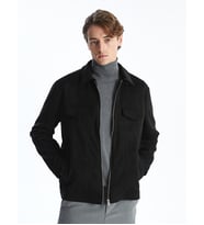 LCW Vision Siyah Slim Fit Gömlek Yaka Süet Erkek Ceket