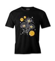 Flowers with Stars Yellow Circles Siyah Erkek Tshirt