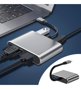4’ü 1 Arada Type-C to Hub Dönüştürücü Adaptör – 4K Ultra HD HDMI &amp; VGA Görüntü Aktarımı, PD Hızlı Şarj Destekli, USB Çoklayıcı