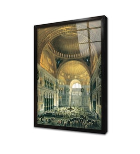 Osmanlı İmparatorluğu Zamanı Ayasofya Camii Çerçeveli Cam Tablo