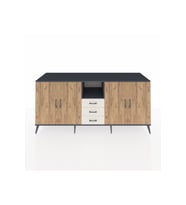 Kronos Konsol 3 Raflı 3 Çekmeceli 4 Kapaklı 220x59x99 Antrasit-Çam/Aytaşı