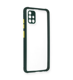 Samsung Galaxy A71 Kılıf Miami Şeffaf Silikon - Koyu Yeşil