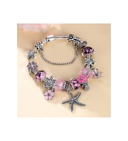 Yeni Tarz , Crystal Pembe Star Çiçek Aşk , Sevgi Charmlı Bileklik, Ahşap Kutu İçerisinde