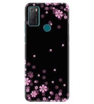 TCL 20E Kılıf Resimli Silikon Kılıf Black flowers 1391
