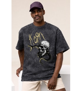 Korn Rock Metal Müzik Grubu Baskılı Unisex Oversize Vintage Yıkamalı Tişört