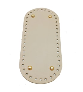 Angel Çanta Aksesuar Gerçek Deri Krem 25X12 cm Oval Light Gold Metalli Çanta Tabanı