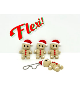 Esnek Kurabiye Adam Figürü - 3D Yazıcı Tasarım Eklemli Biblo - Noel Şapkalı Ginger Man