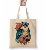 Baykuş Hayvan Owl Colour Drawing Çizim Bez Çanta Uzun Saplı