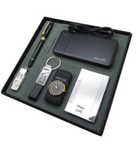 Signator® Cogito  Kişiye Özel Set - Saatli Çakmak + 32 Gb. Usb Bellek + 10000 mAh Powerbank  + Roller Kalem + Anahtarlık + Kartvizitlik  İsme Özel Hediyelik Set (Karışık)