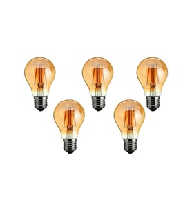 6W Rustik Ampul 2700K (Amber Işık) A60 - 5 ADET (Sarı)