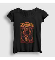 Presmono Kadın Siyah Skull Rob Zombie T-Shirt 477653tt