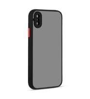 Apple iPhone XS Max 6.5 Kılıf Hux Düğme ve Kapak Zıt Renk Kılıf (Siyah)