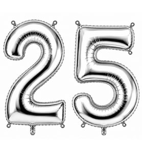 25 Rakam Folyo Balon Gümüş Rengi (76 cm)