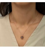 Gümüş Rose Kafesli Lotus Bayan Kolye